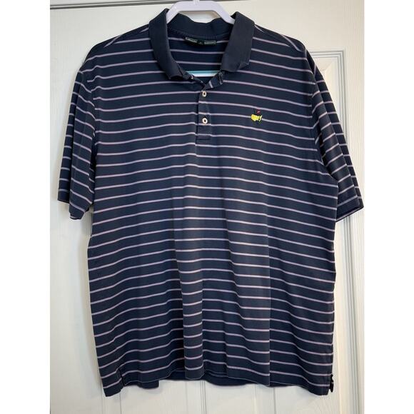 Masters Other - Masters Collection Polo Shirt Mens XL Blue Stripe Cotton Golf Pro Augusta EUC